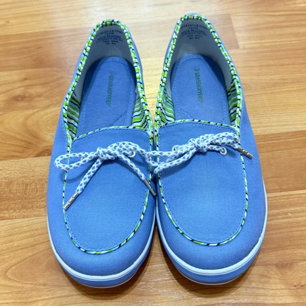 Grasshoppers Casual‎ Blue Canvas Loafers Size 7.5 XW